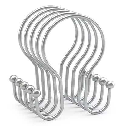 AmazerBath Chrome Shower Curtain Hooks Shower Curtain Rings, Simple Double Sided Shower Curtain Hooks Rust Proof, Smooth Glide Metal Shower Hooks for Shower Curtain Rod, 12 Pcs Shower Rod Hooks - color: Chrome, style: Minimalist - Double Shower Hooks