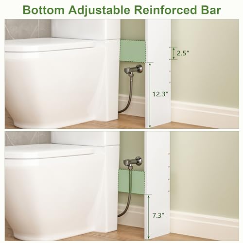 Over The Toilet Storage Cabinet, White | Over Toilet Bathroom Organizer, Freestanding Bathroom Cabinet Over Toilet with Double Doors and Adjustable Shelf
