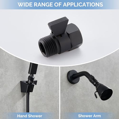 Angle Simple Shower Valve, Water Flow Control Shut Off Valve, Matte Black | Robust Brass Water Restrictor G 1/2, Pressure Reducer for Handheld Shower Head or Bidet Sprayer - color: Matte Black