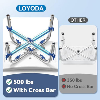 Loyoda 500 lbs Heavy Duty Shower Chair for Inside Shower, FSA/HSA Eligible | 3 Level Height-Adjustable Shower Bench with Padded Seat, Perfect for Seniors and the Disabled