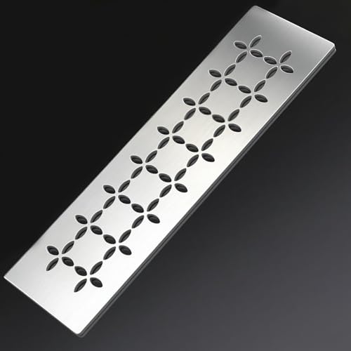 Floral Design Brushed Stainless Steel Shower Shelf for 12" Prefab Niches - Tool-Free Drop-in, Fits Standard 1/8 Inch Grout Lines (Matte Silver) - color: 1 PACK