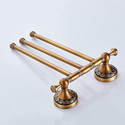 Leyden Swivel Towel Bar, Antique Brass 3 Arm Swing Towel Rack Towel Rotated Bar Holder Brass Wal