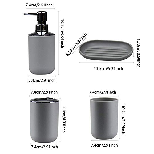 4pcs Bathroom Accessories Set, Toothbrush Holder Tooth Mug Soap Dish Liquid Bottle Bathroom Set Shower Countertop Vanity Organizer(Black) - color: Black