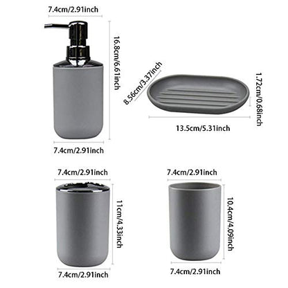 4pcs Bathroom Accessories Set, Toothbrush Holder Tooth Mug Soap Dish Liquid Bottle Bathroom Set Shower Countertop Vanity Organizer(Black) - color: Black