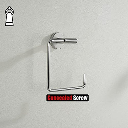 JQK Towel Ring, Stainless Steel Square Ring Towel Holder for Bathroom, 6 Inch Brushed Finished Wall Mount, TR140-BN - color: Brushed