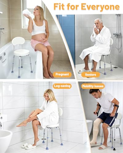 HSA/FSA Swivel Shower Chair for Inside Shower, Upgraded Small Shower Chair with Back, Adjustable Shower Stool for Inside Shower, Shower Chair for Inside tub Bath Stool for Senior/Pregnant