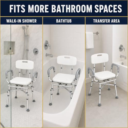 Swivel Shower Chair for Seniors, Heavy Duty Shower Chair | Swivel Shower Chair for Elderly and Disabled; Shower Chair for inside Shower, X Reinforced Base, Adjustable Height