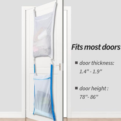 Over Door Large Mesh Laundry Hamper Bag, 2 Pcs Washable Laundry Basket for Bedroom/Dorm/Bathroom
