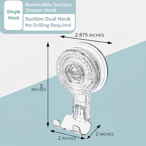 HOME&I Twist-to-Lock Razor Holder for Shower, 2 Pack Clear Suction Cup Bathroom Hooks with Double Hook Design, No-Drill Wall Mount Organizer for Razor, Loofah, Washcloth & Shower Accessories - style: Twist Lock+Double Hook