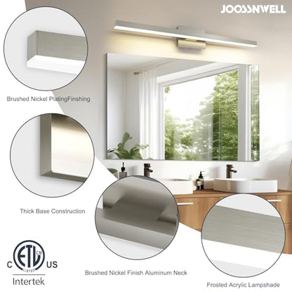 Joossnwell Brushed Nickel Bathroom Vanity Light Fixture Over Mirror | Dimmable 5CCT Modern Bathroom Light Fixtures 39.37 Inch LED Vanity Lighting Bath Light ETL Certificated - color: Brushed Nickel, size: 39.37 Inch Long