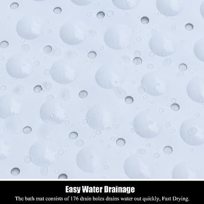 Bathtub and Shower Mats, 28 x 15 Inch Non-Slip Bath Mat, Machine Washable Bath Tub Mat with Suction Cups & Drain Holes for Bathroom, Beige - color: White, size: 28" x 15" (Rectangular)