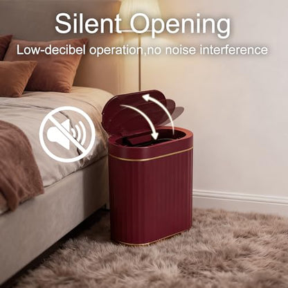 ELPHECO 2 Gallon Sensor Trash Can, Automatic Lid, Burgundy Gold | IPX5 Waterproof Bathroom Garbage Can, Slim Trash Bin, Plastic Wastebasket for Office, Bedroom and Living Room - color: Burgundy Gold