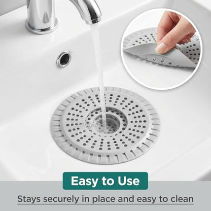 Silicone Shower Drain Hair Catcher,Anti-Clogging Pet Hair & Debris | Hair Stopper Drain Strainer for Bathroom Sink & Bathtub, Cover & Trap for Most Tubs, Stays in Place, Ease of Cleaning,3 Pack