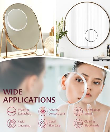 Magnifying Mirror 20X&30X&40X 3 Packs with Tweezer and Suction Cups Set, 3.5 Inches Compact Travel Magnified Mirror-White - color: White
