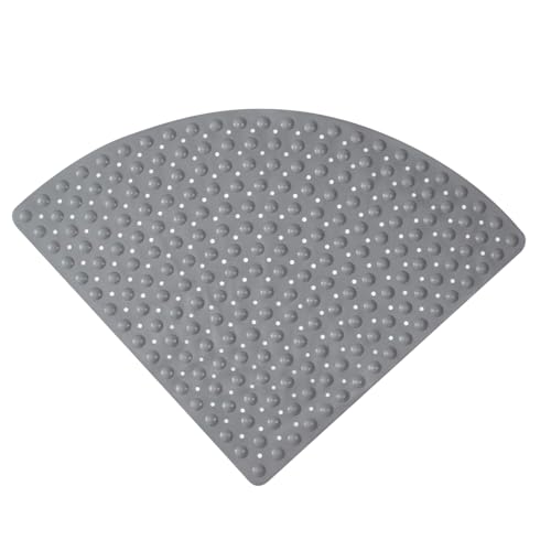 Mrcrypos Corner Shower Mats Non Slip 31 x 31 Inches for Inside Shower,Gray | Bath Mat with Suction Cups and Drain Holes,Quick Dry Bathmat Machine Washable Shower Stall Mats for Bathroom - color: Gray, size: 31" x 31" (Corner)