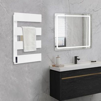 Electric Towel Warmer, Electric Towel Warmer Heater - Wall Mounted 4-Tier Heated Towel Rack with LED Screen, Bath Towel Dryer for Bathroom, 17.72 x 29.53 Inch (White) - color: White