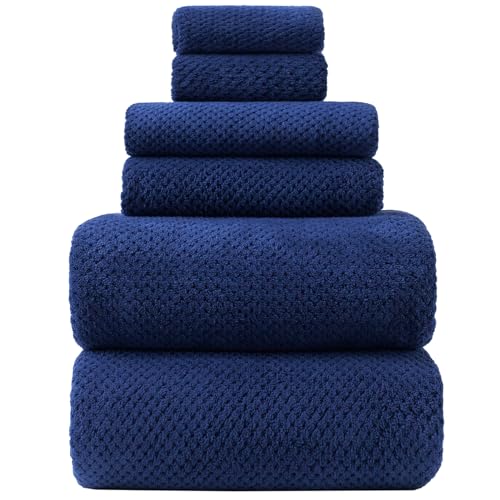 Oversized Bath Towels Extra Large 40x80 Inches Bath Sheets for Adults Super Soft Quick Dry Highly Absobent Microfiber Shower Towels (6 Piece,Navy Blue) - color: Navy Blue 6 Piece, size: 6 Piece