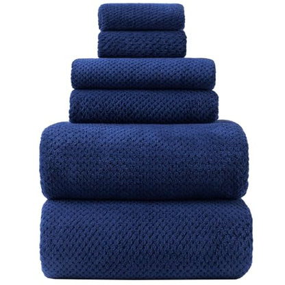 Oversized Bath Towels Extra Large 40x80 Inches Bath Sheets for Adults Super Soft Quick Dry Highly Absobent Microfiber Shower Towels (6 Piece,Navy Blue) - color: Navy Blue 6 Piece, size: 6 Piece