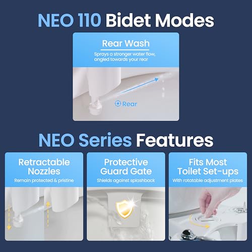 LUXE Bidet NEO 110 - Non-Electric Bidet Attachment for Toilet Seat, White | Single Nozzle, Adjustable Water Pressure, Rear Wash - color: White