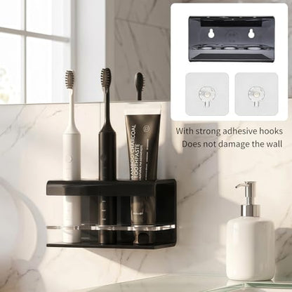 3 Slots Acrylic Electric Toothbrush Holders for Bathrooms(Black) | Tooth brush and Toothpaste Holder,Countertop use or Wall Mounted, small bathroom counter organizer,toothbrush stand - size: 3 slot