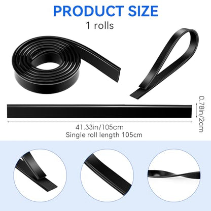 Black Squeegee Replacement Blades, 41in/roll Silicone Window Rubber Squeegee Refill Blades Head for Windows, Shower Doors, Glass Cleaning