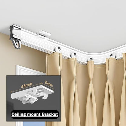 Flexible Curtain Track Cuttable, Bendable Curved Curtain Rails for Bay Window, Room Divider, RV-Shower, Wall/Ceiling Mount White Curtain Track System(Ceiling Mount,1m/3.3ft) - color: Ceiling Mount, size: 1m/3.3ft