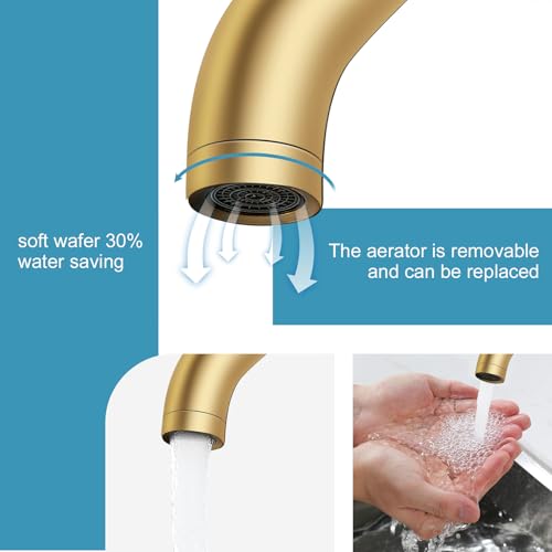 Bathroom Faucet 1 Hole, Brushed Gold Vanity Faucet,Single Handle | for 1 Hole or 3 Hole Bathroom Sink, RV, Vanity,with Deck and Pop-up Drain Easy to Clean - color: brushed gold