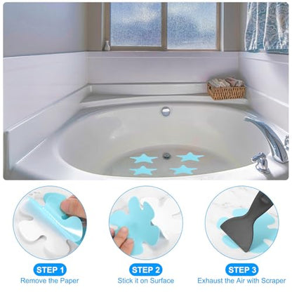 PATIKIL Bathtub Non Slip Stickers 3.4 x 3.4 Inch, 6 Pack Star Safety Shower Floor Anti Slip Stickers with Adhesive Decals Scraper for Bath Tub Shower Floor Stair, Green