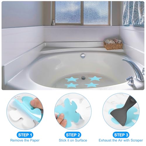 PATIKIL Bathtub Non Slip Stickers 3.4 x 3.4 Inch, 6 Pack Star Safety Shower Floor Anti Slip Stickers with Adhesive Decals Scraper for Bath Tub Shower Floor Stair, Black