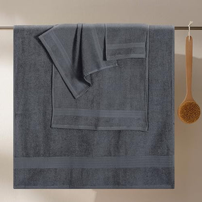 GLAMBURG Ultra Soft 8-Piece Towel Set - 100% Pure Ringspun Cotton, Contains 2 Oversized Bath Towels 27x54, Hand 16x28, 4 Wash Cloths 13x13 Ideal for Everyday use, Hotel & Spa -Charcoal Grey - color: Charcoal Grey, size: 8 Piece Towel Set