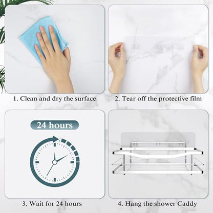 2 Pack Transparent Shower Caddy Adhesive for Replacement, No Drilling , Soap Holder, Bathroom Storage Shelves and Kitchen Racks - size: 2 Pack