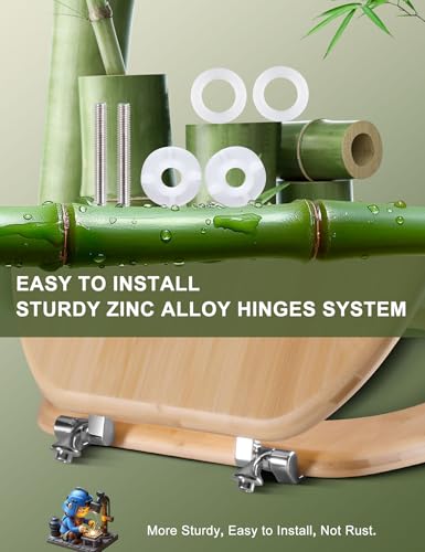Angol Shiold ELONGATED Bamboo Wood Toilet Seat 18.5Inch | Easy to Install also Easy to Clean, Up to 400 lbs (Elongated 18.5", Natural Bamboo) - color: Non Soft-close, size: Elongated -18.5"