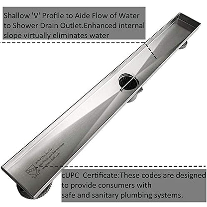 Neodrain 28-Inch Linear Shower Drain-Brushed,with Tile Insert Grate | 304 Stainless Steel, Fast Drainage, Rectangle Shower Floor Drain with Leveling Feet & Hair Strainer, Fits Bathroom, Balcony - color: Brushed, size: 28 IN