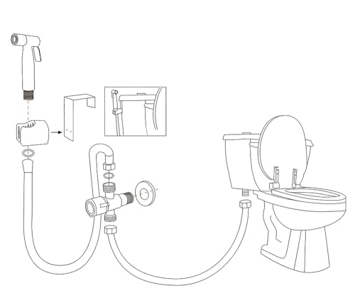 Handheld Bidet Sprayer for Toilet Kit,Stainless Steel Muslim Shower Toilet Bidet Faucets Attachment Set with T-Valve,Adjustable Water Pressure,Toilet Hose Sprayer,Cloth Diaper Spraye for Baby Wash - color: Silver set