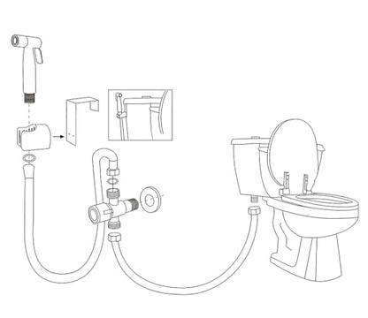 Handheld Bidet Sprayer for Toilet Kit,Stainless Steel Muslim Shower Toilet Bidet Faucets Attachment Set with T-Valve,Adjustable Water Pressure,Toilet Hose Sprayer,Cloth Diaper Spraye for Baby Wash - color: Silver set