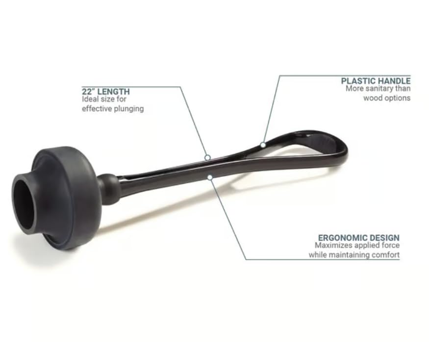 Carlisle FoodService Products 3643903 Ergonomic Power Plunger, 22" Overall Length, Black