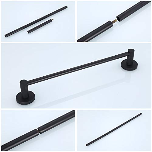 Black Bathroom Hardware Set Wall Mounted,24'' Towel Bar Adjustable,Toilet Paper Holder,Towel Ring,3-Piece Lavatory Shower Set with Gift Box,Black - size: 3 PCS