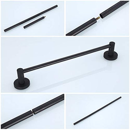 Black Bathroom Hardware Set Wall Mounted,24'' Towel Bar Adjustable,Toilet Paper Holder,Towel Ring,3-Piece Lavatory Shower Set with Gift Box,Black - size: 3 PCS