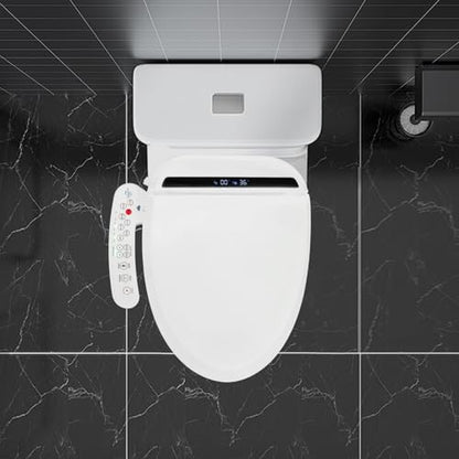 Electric Bidet Toilet Seat, Smart Heated Toilet Seat with Remote Control, Round Bidet Seat with Warm Water, Dryer, Turbo Wash, Feminine Washing, Night Light, Bidet Attachment for Toilet