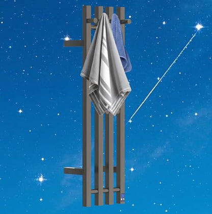 Electric Towel Warmer Rack, Wall Mount 4-Bar Vertical Square, Matte Black Finish