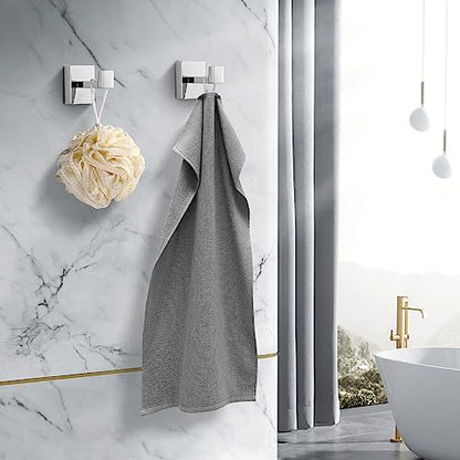 Heavy Duty Stainless Steel Towel Hooks, Wall Mounted Square Robe Hooks for Bathroom, Kitchen, Bedroom, Hotel Chrome Polished 2 Pack - color: Chrome Polished