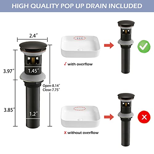 BWE Oil Rubbed Bronze Waterfall Bathroom Faucet, Solid Brass, 1.2 GPM | Waterfall Spout, Ceramic Cartridge, California-Compliant, Fits 1 or 3-Hole Sinks, Handware Included, Single Handle - color: Bronze