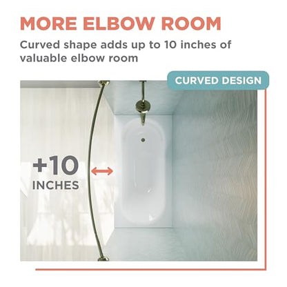 Zenna Home Rustproof Curved Shower Curtain Rod, No Drill Tension or Permanent Mount Adjustable Curved Shower Rod for Bathroom, Easy Install, Rounded for Extra Room, 50 to 72 Inches, Gold - color: Gold