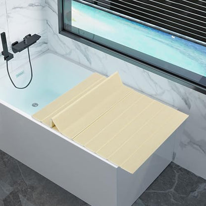 59x27.5in Bathtub Tray, Foldable Bathtub Cover Bath Insulation Cover, PVC Dustproof Shutter Bath Lid Cover Fit Most Tubs, Can Hold Wine Glass, Books, Tablets, Cellphones,Wood Grain - color: Wood Grain, size: 59x27.5in