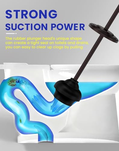 DOWRY Toilet Plunger with Holder for Bathroom Bronze | Hidden Toilet Bowl Cleaners Long Handle with Cover Powerful Force Suction Cup Heavy Duty Deep Cleaning - color: Bronze
