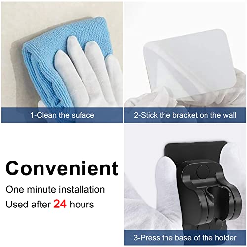 NearMoon Self Adhesive Shower Head Holder-Adjustable Handheld Shower Holder NO Drilling Wall Mount Waterproof (1 Pack, Matte Black) - style: Matte Black