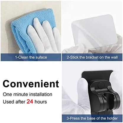 NearMoon Self Adhesive Shower Head Holder-Adjustable Handheld Shower Holder NO Drilling Wall Mount Waterproof (1 Pack, Matte Black) - style: Matte Black