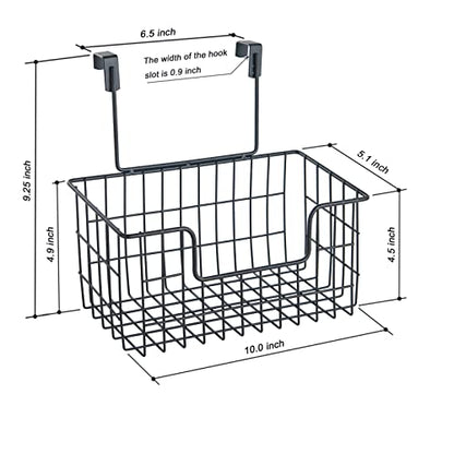 JUNCHU CHERRY Wire Hanging Storage Basket 2 Packs, Wall Mounted Kitchen Bathroom Storage Basket, Home Multi-Functional, no Punching, Bearing Strong, Suitable for Home, Office,Black - color: Black