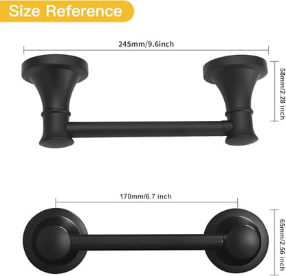 Bathroom Toilet Paper Holder Wall Mount Tissue Holder Matte Black | Rustproof Toilet Tissue Roll Holder, Flexible Double Post Pivoting Handle, Bathroom Accessories SUS304 Stainless Steel - color: Matte Black