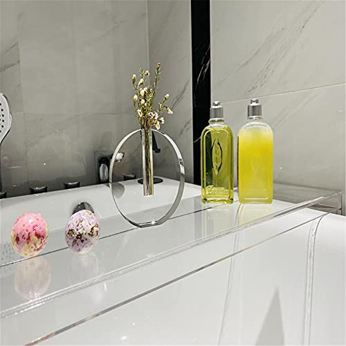 Bathtub Tray Caddy Acrylic Bath Tray, Anti-Slip Wine Glass Book Holder Bath Tub Table Caddy for Home Bathrooms Organizer Shelf Luxury Most Baths,White,82x20cm